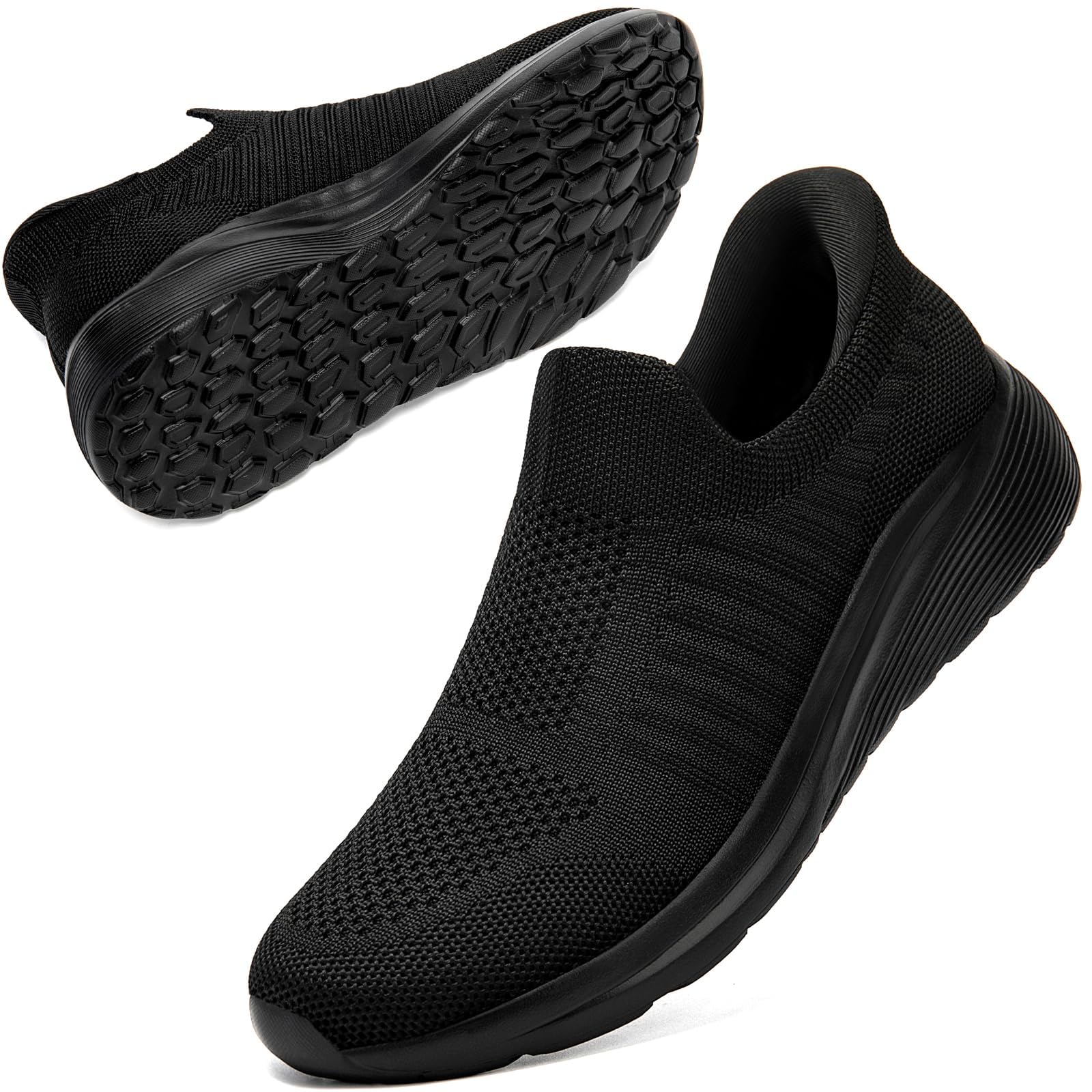 

[NEARDREAM] [Slip-on sneakers you can wear while standing] Easy-to-wear shoes for men, black, for standing work, comfortable for walking, mesh, lightw