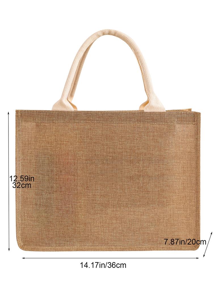 linen handbag large capacity jute tote bag imitation linen shopping bag travel picnic bag