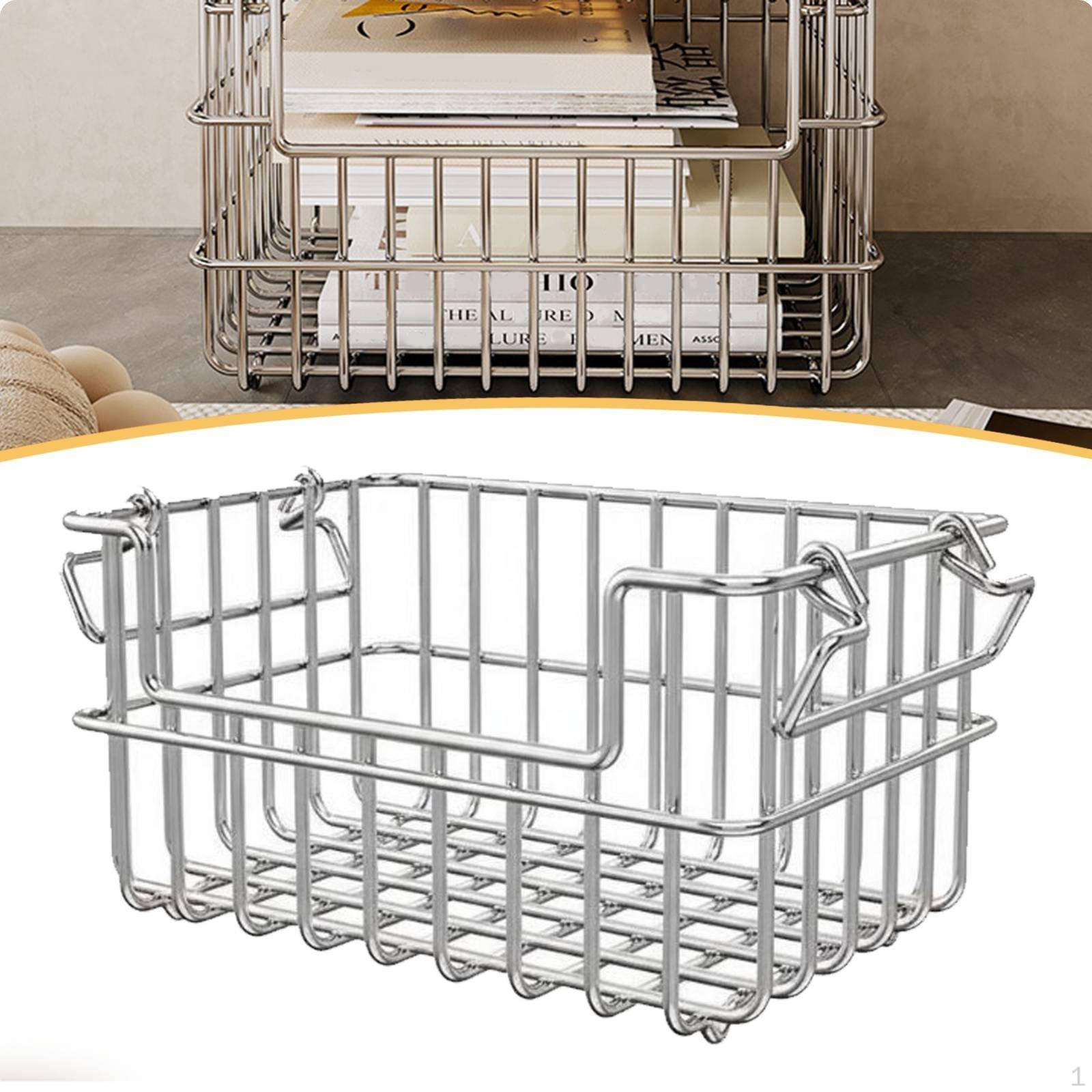 Stainless Steel Wire Basket Heavy Duty Organizer RustResistant Stackable Bin for