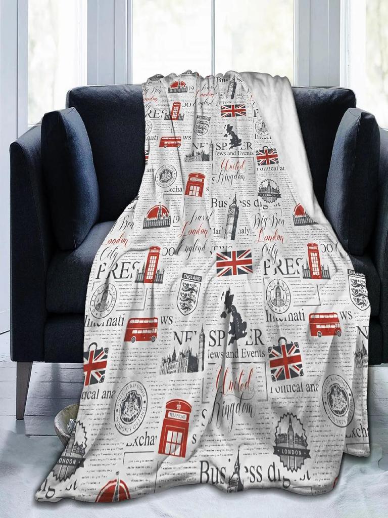 Coperta in Flanella Union Jack Bandiera UK Simbolo Britannico di Londra Morbida Stampata Copriletto per Letto Divano Multifunzionale