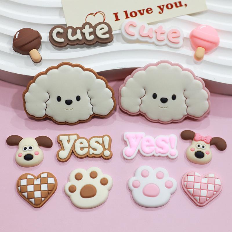 Bichon Puppy Cartoon Magnet & DIY Accessories Set: Shoe Buckles, Phone Case Charms, Cup Stickers