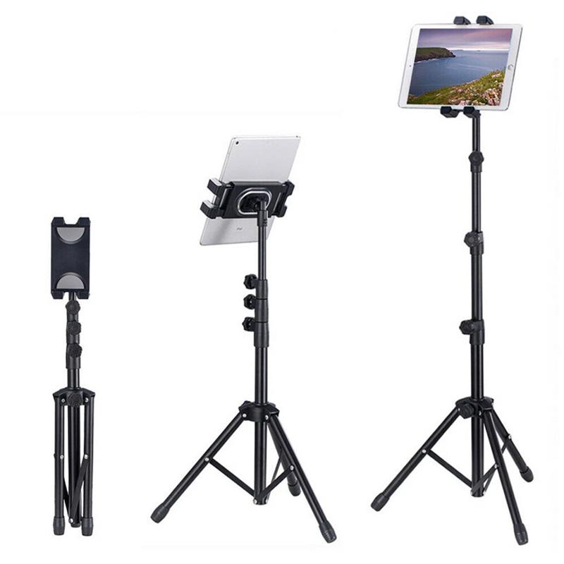 1Pc Floor Tablet Tripod Stand 4.7-12.9" Universale Tripod Stand Black IPhone Tablet Mount Stand Free Standing 360° Rotation