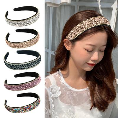 Luxuriöser Haarreif für Frauen, buntes Stirnband mit eingelegten Strasssteinen, verbreitertes Design, leichte Kopfbedeckung, Kopf-Accessoires