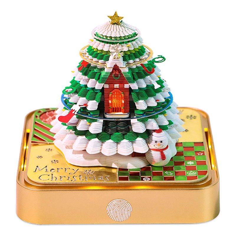 

Fresh 2026 LED Light Christmas Tree Desk Calendar 3D Tear Away Paper Carving Art Memo Pad Holiday Office Desktop Decoration