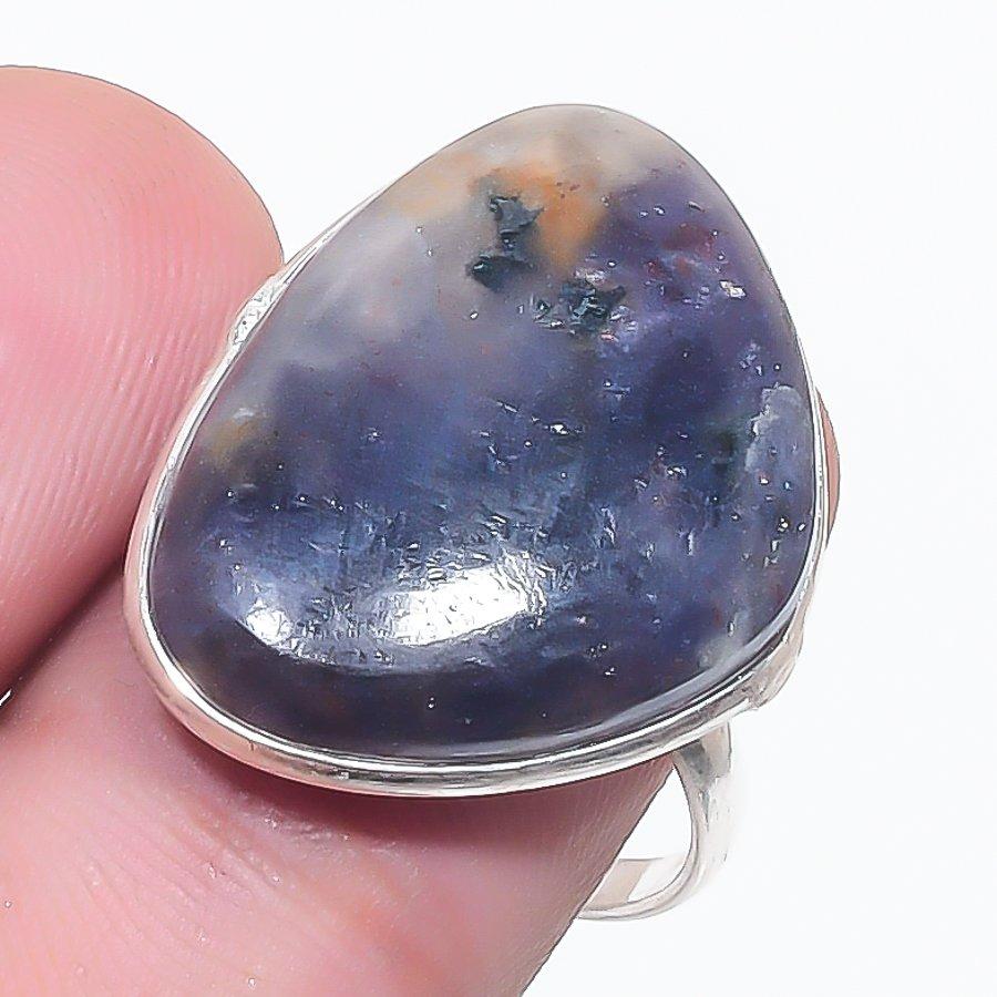 Natural Sunstone In Lolite 925 Sterling Silver Jewelry Ring Size Adjustable H1t27