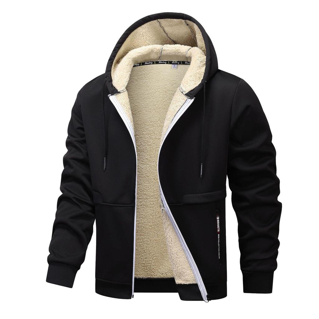 European & American Men's Thick Fleece Hoodie - OZON Hooded Loose Jacket, Baseball Style