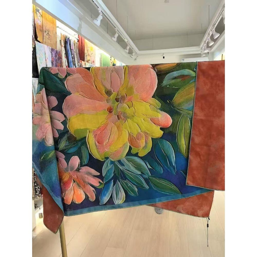 140 * 140 Summer Women'S Silk Scarf Scarf Shawl Retro National Style Square Scarf New Chinese Silk Scarf