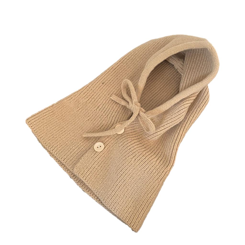 Knit Hoodie Hat for Students Adult Windproof Winter Balaclava Neck Protect Hat with Adjustable Size Warm Cycling Hat