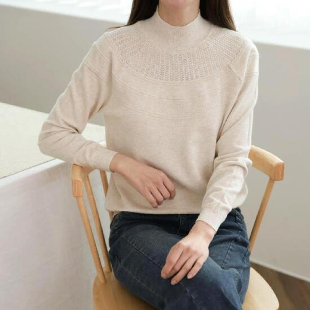 New Arrivals Open Run Women Mock Neck Round Knit Standard Winter Long Sleeve
