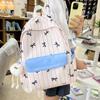 Zaino Nuovo a Strisce Zaino Versatile da Donna Zaino da Campus con Fiocco Zaino Scolastico Leggero Zaino Casual da Viaggio