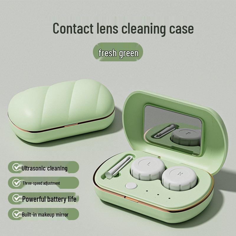 Compact Automatic Contact Lens Cleaner with Vibration Technology - Portable Storage for Colored Lenses