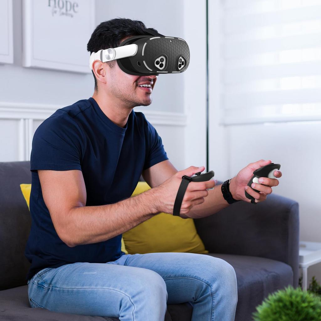 YipuVR Silikon-Abdeckungsset für MetaQuest 3S, Oculus Quest 3S Zubehör, VR Silikon-Schutzabdeckung, Controller-Griffabdeckung, VR-Gesichtsabdeckung, Linse