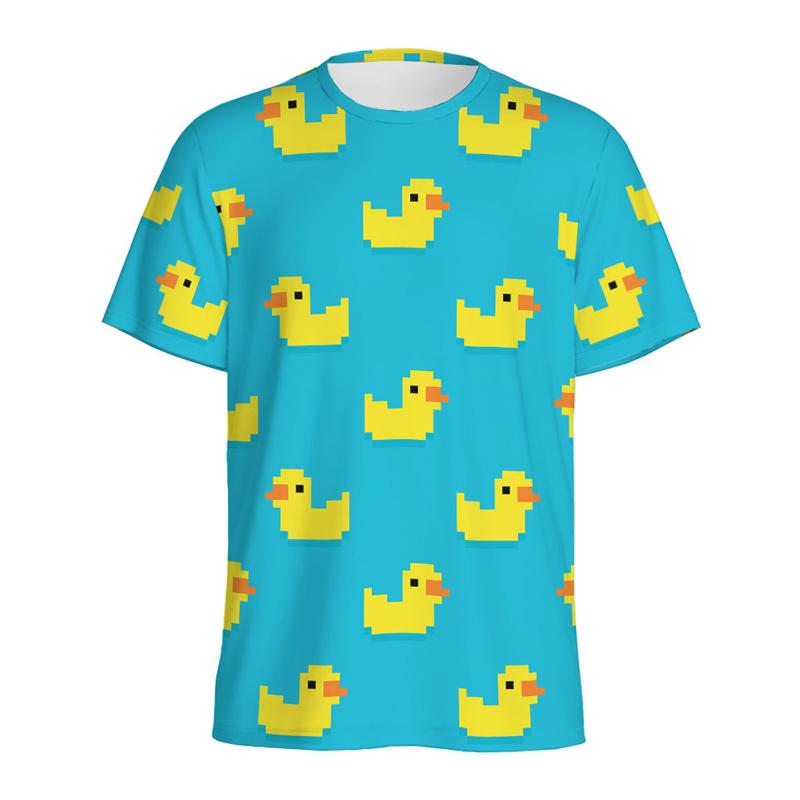Summer Cute Rubber Duck Graphic 3D Printed Animal Ducks Pattern T-shirtCasual Tees Kids Short Sleeves