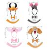 Mouse/Pig/Cow/Monkey/Sheep/Tygers/Dog Costume Set Ears Headband Tail Bows Kid Halloween Christmas Animal Cosplay Props