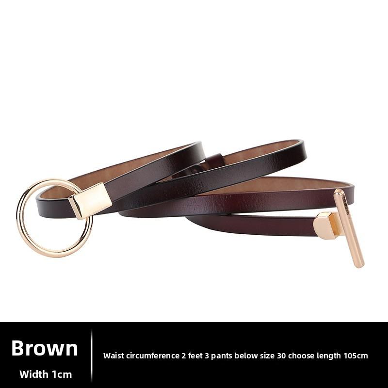 Leather Dress Belt For Women With Metal Closure And Fine Finish For Casual Wear