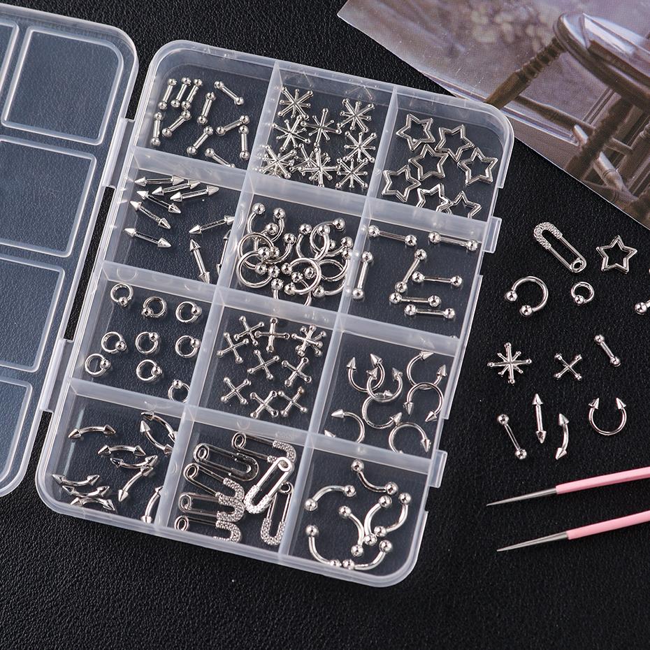 Xiaomi 12 Grids Punk Metal Nail Charms Multi‑style Silvery Gothic Star Snowflake Pins Punched Rivet Y2K Nails Decoration Nail Supplies