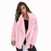Sexy Plush Lapel Fitted Jacket Winter Women Faux Fur Cardigan Coats Double-Faced Fleece Casual Solid Color Outwear Female Plush Thick Jacket