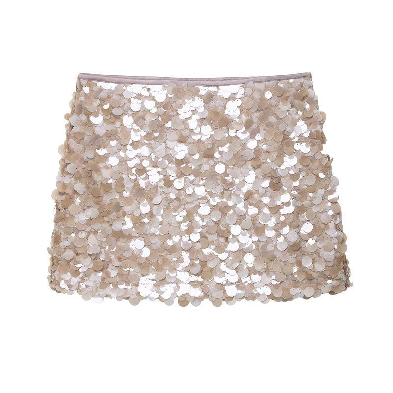 Kaslead New Women Clothes Western Style Fashion Beads Decoration Knitted Mini Skirt 3920221