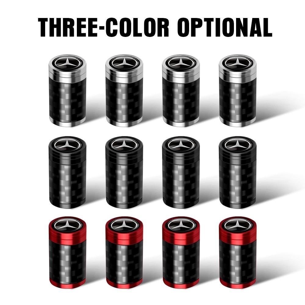 VFO1   4PCS Carbon Fiber Car Styling Wheel Tires Valve Caps Dust Covers for Mercedes Benz E C G M S Class AMG W204 W212 W176 W108 GLA