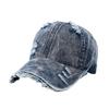 American washed ripped denim baseball cap men's rough edge big head circumference cap summer sun protection visor women