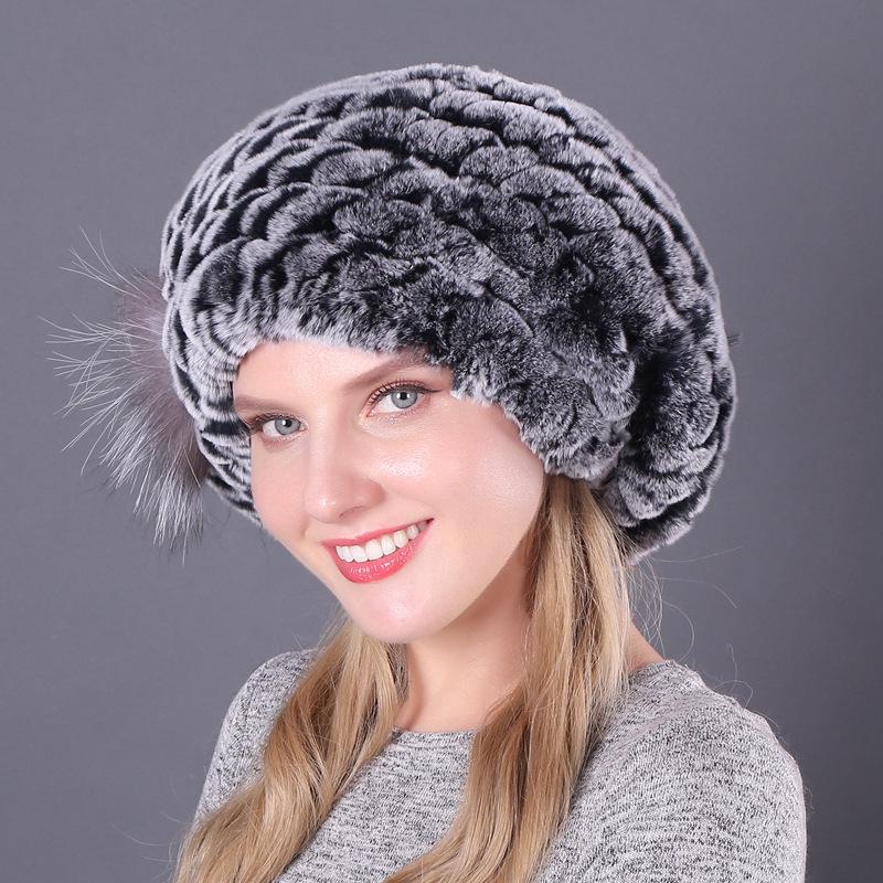 Новая корейская меховая шапка из кролика рекс, женская зимняя меховая ...