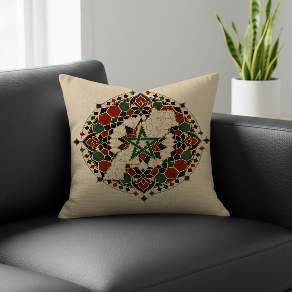Map Morocco Map Cushion Cover Natural Linen Pillowcase Set AllinOne Decor for Sofa Bedroom Chair