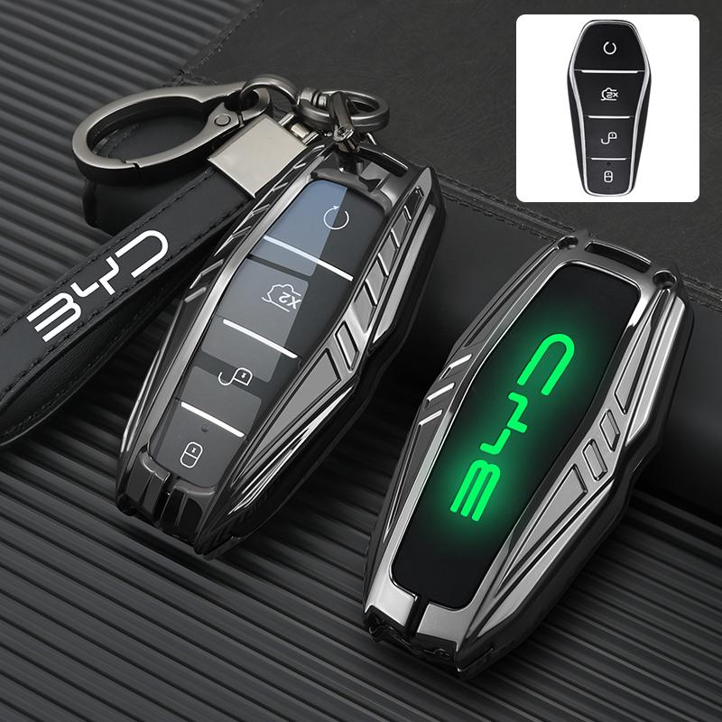 Car Zinc Alloy Leather Key Case Cover For BYD Atto 3 Han EV Dolphin Lied Tang Dm Qin PLUS Song Pro MAX Yuan Keychain Accessories