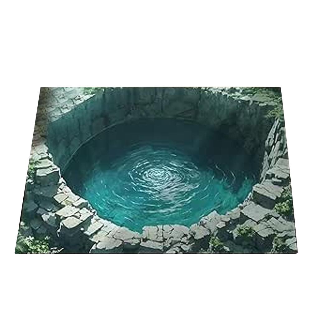 Front Door Mat Indoor Outdoor Entrance, 3D Optical All-Weather Doormat, Optical Rug Ground Crack Rug 3D Rugs, Easy Clean Patio Porch