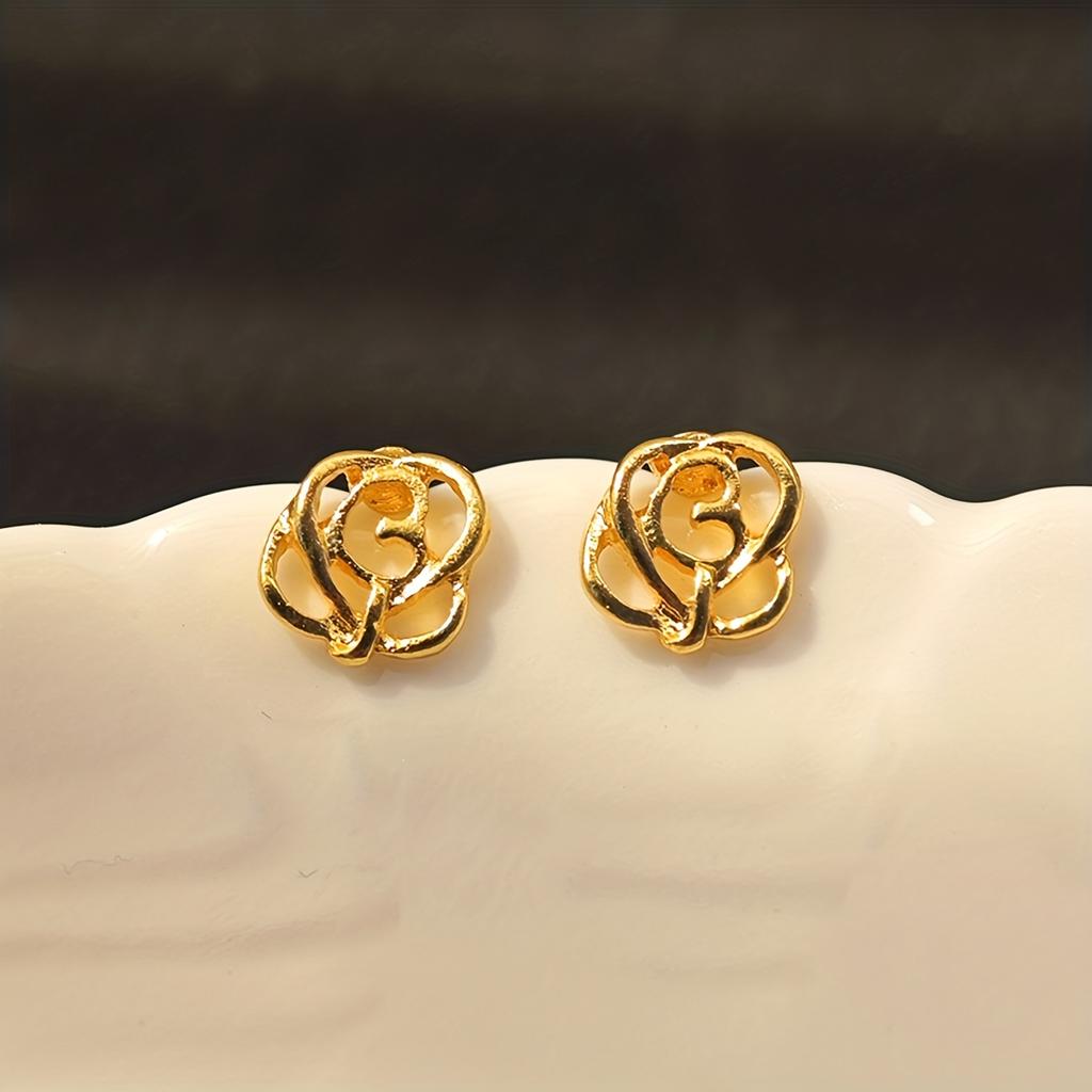1Pair of Hollow Rose Earrings, High-quality Jewelry, Upgraded Stylish Earrings, Premium Decorative Earrings