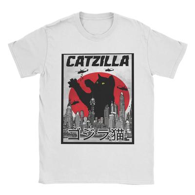 Printed Japanese Style Catzilla T Shirt For Unisex Women Cotton Short Sleeve Round Neck Summer Tops Shirts