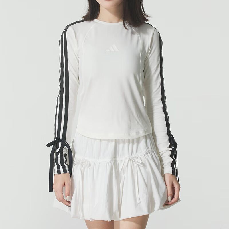 adidas Dance Slim Fit Detachable Bow Round Neck Long Sleeve T-Shirt Women Tops KG3861