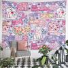 Floral Cats on Pastel Background Pattern Wall Hanging Tapestry Decorative Tapestry Home Decor for Bedroom and Living Room