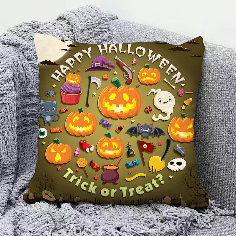 New Halloween Pillow Cover Halloween Horror Skull Witch Decorative Cushion Cover Event Decorative Cushion Cover