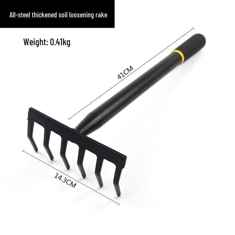 Manganese Steel Gardening Tool Set: Small Shovel, Hoe, and Rake for Planting and Beachcombing.