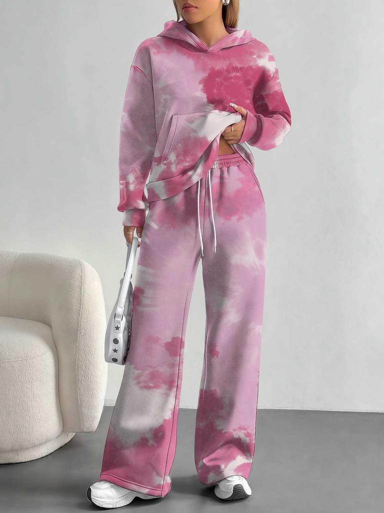 Gradual Change European And American Autumn And Winter Casual Long-Sleeved Suit Women'S Hooded Sweater Trousers Two-Piece Set