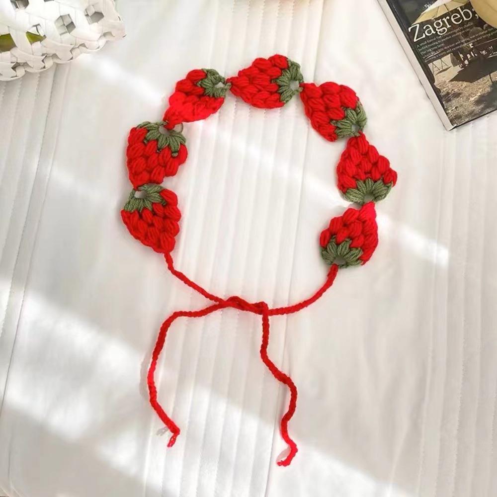 Elegant French Knitted Headband Mushroom Floral Long Knit Turban Retro Bohemian Hollow Out Hair Band Children