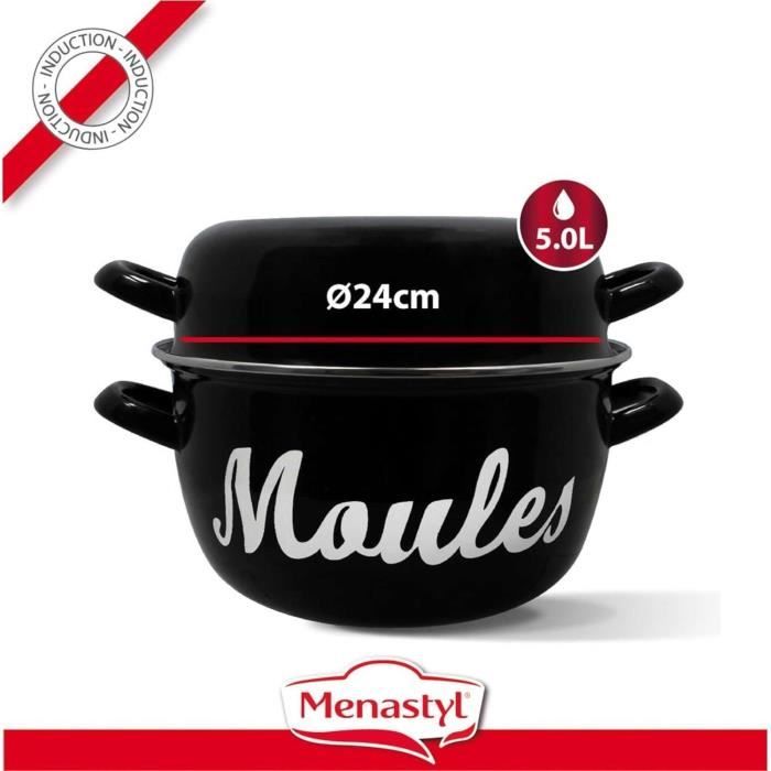 Marmite a moule - MENASTYL - 3645564 - En acier émaillé - Noir - 24 cm - Avec écritures - Tous feux dont induction