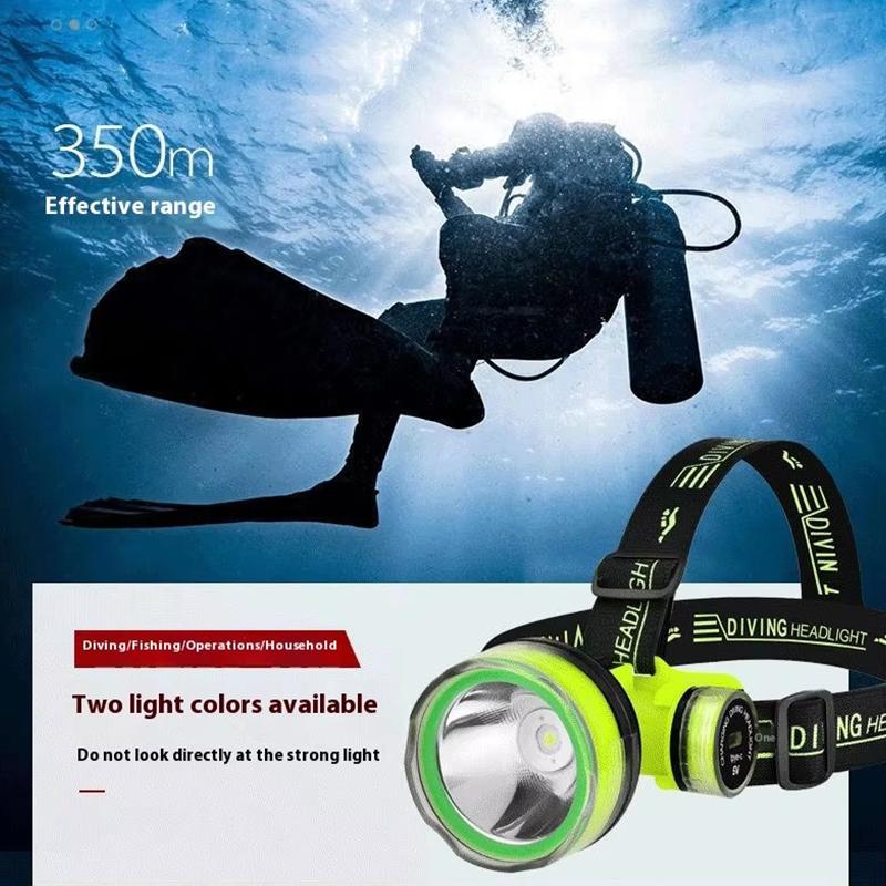 Portable Rechargeable Diving Headlight 350m Underwater Submersible Waterproof Super Bright LED Diver Spearfishing Headlamp NEW