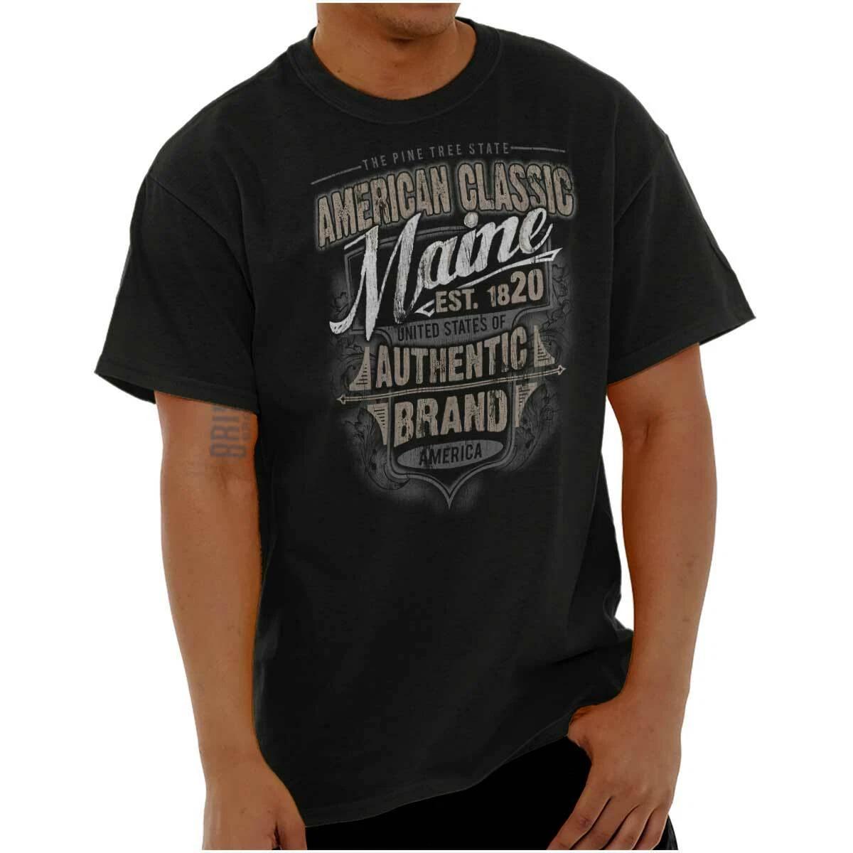 Maine American Souvenir Country ME USA Gift Adult Short Sleeve Crewneck Tee XXL
