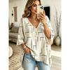 Plus Size Women's V Neck Bat Sleeve T-Shirt Bohemian Ethnic Print Loose Top Casual and Versatile