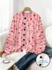 Spring Digital Print Cardigan: Valentine's Day Loose Knit Women's Fashion Top