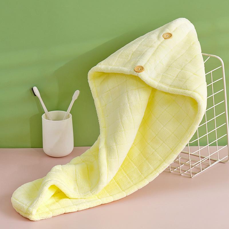 Women's Double Layer Quick-Dry Coral Fleece Hair Towel and Shower Cap - Super Absorbent and Thick with Headband