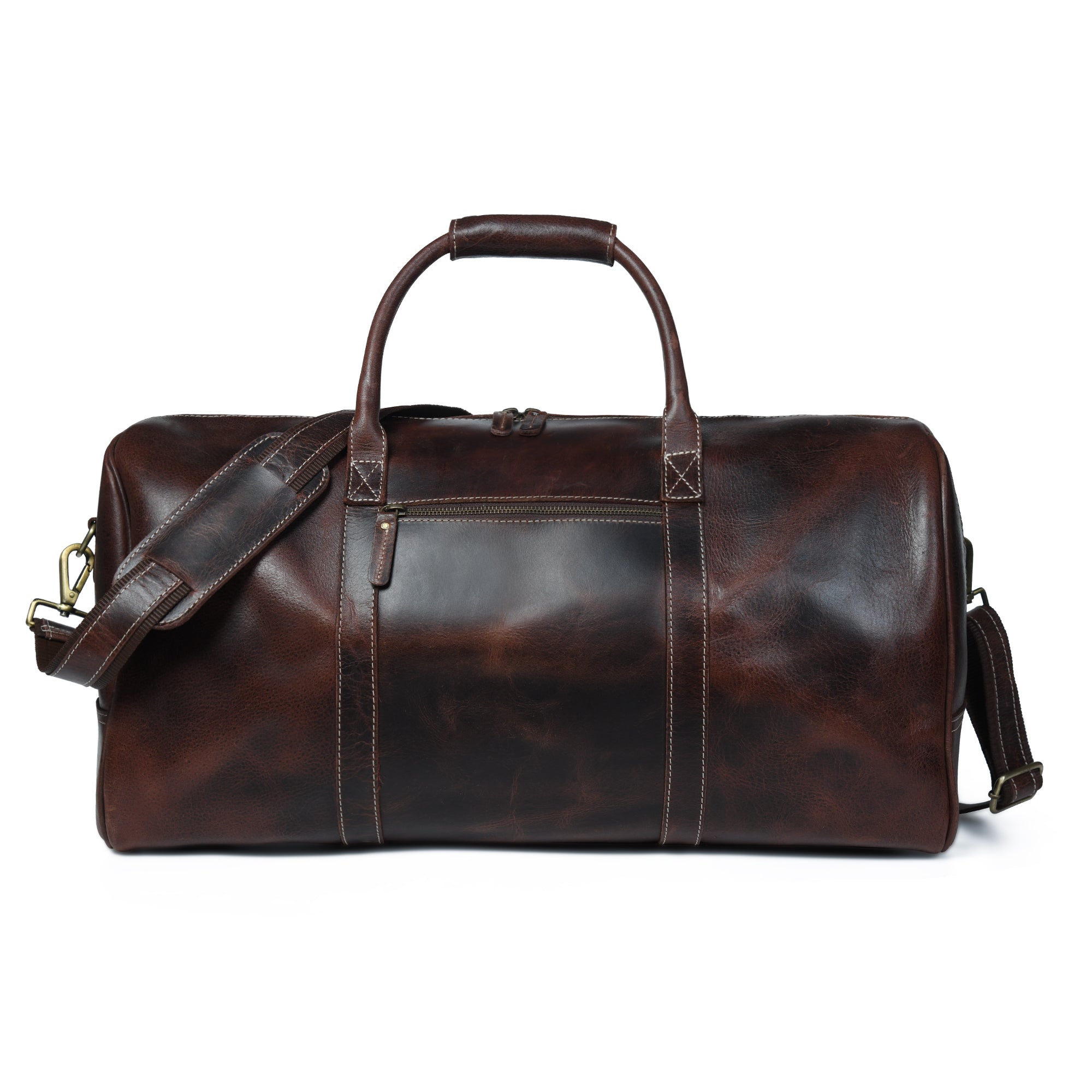 MaheTri The Buffalo Traveller- Walnut Brown Premium Leather Duffel Bag for Men & Women 24 Inch коричневый