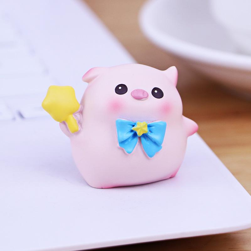Happy Pig Mini Ornament - Cute Desk and Car Console Decoration