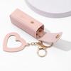 PU Leather Lipstick Bag Keychain Heart Pendant Mini Portable Key Chain Keyring