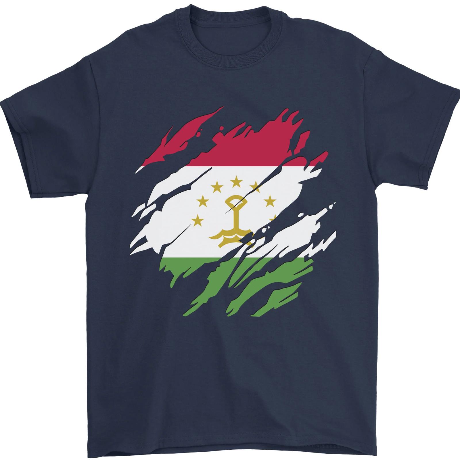 Torn Tajikistan Flag Tajik Day Football Mens T-Shirt 100% Cotton XXXL