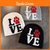 Paw Letter Dog Pattern Neutral Casual Warm Knitted Hat For Fall Winter And