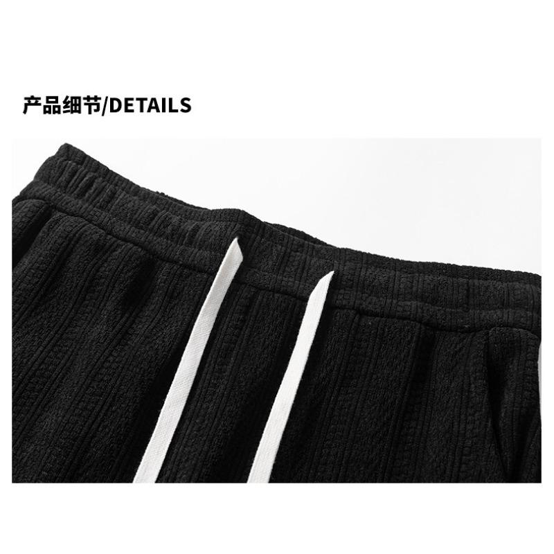 Men's Corduroy Wide Leg Pants, Drawstring Waist Casual Trousers with Pockets, Loose Fit Streetwear Bottoms for Spring & Autumn