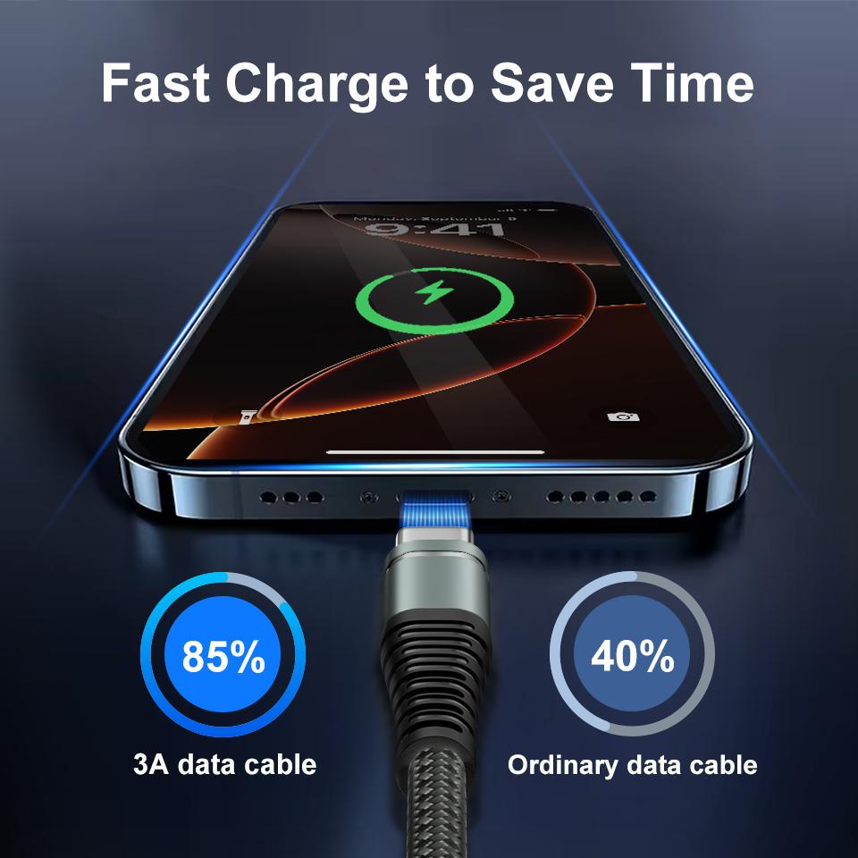 Fast Charging USB C Data Cable 3A for 17 16 15 Ipad Pro Samsung S26 Type C Carplay Wire Nylon Braided USB C Cable