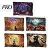 Reusable Storage Bag Bag,with Smooth Zipper, Thickened Polyester Large Capacity Cosmetic Halloween Witch Pumpkin Pattern Printed Pouch High-definition